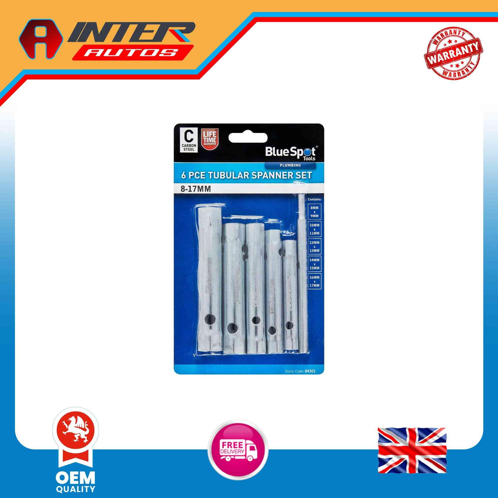 Blue Spot Tools 6PCE Tubular Spanner Set