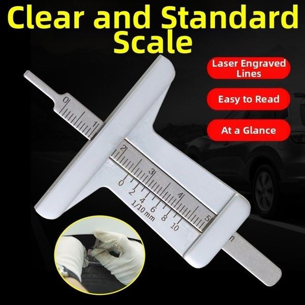Stainless Steel Tire Depth Gauge Car Tire Wear Tool 0 50mm Precision Gauge