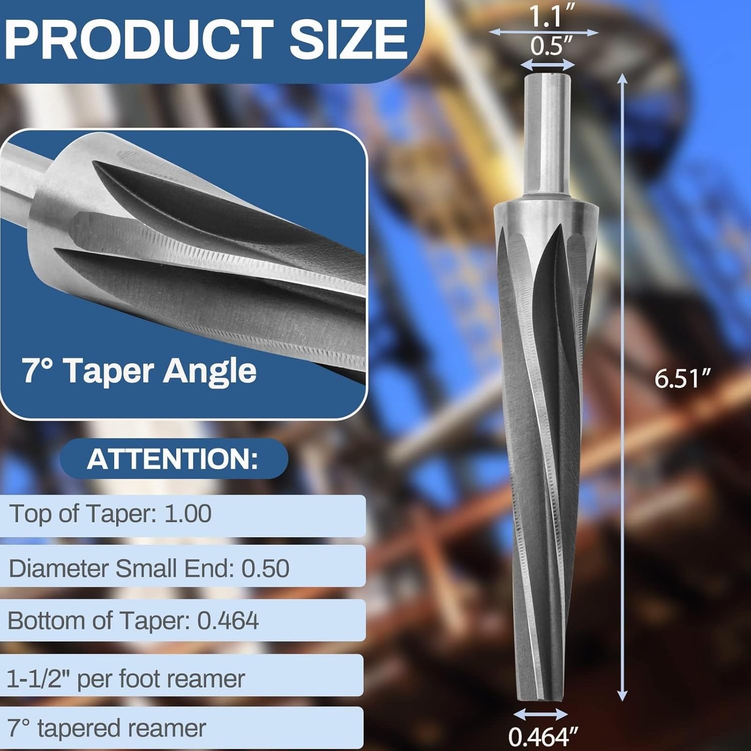 7 Degree Ball Joint Tapered Reamer,6542 High-Speed Tool Steel Tapered Ball Jo…
