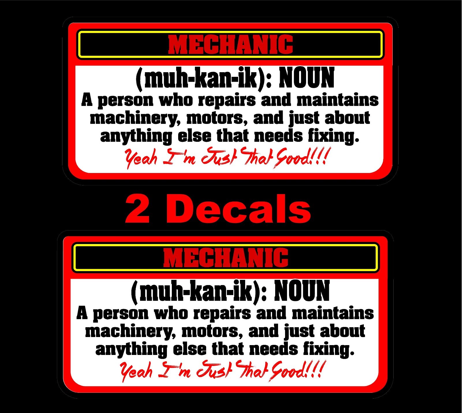 Mechanic Definition decal Snap on toolbox tool cart Drill wrench drill air