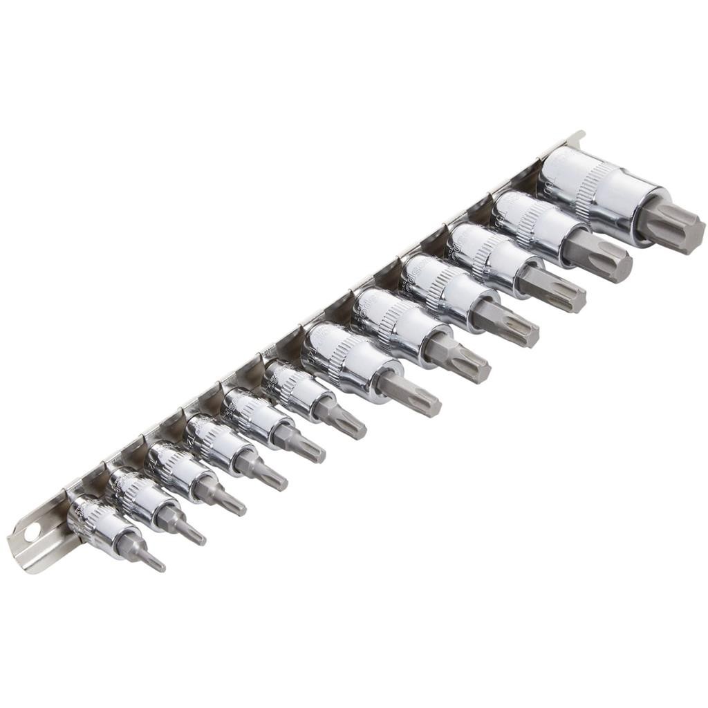 BlueSpot 12pc Torx Bit Socket Set T10 to T60 Drive Metric and SAE 1/4″ 3/8″ 1/2″