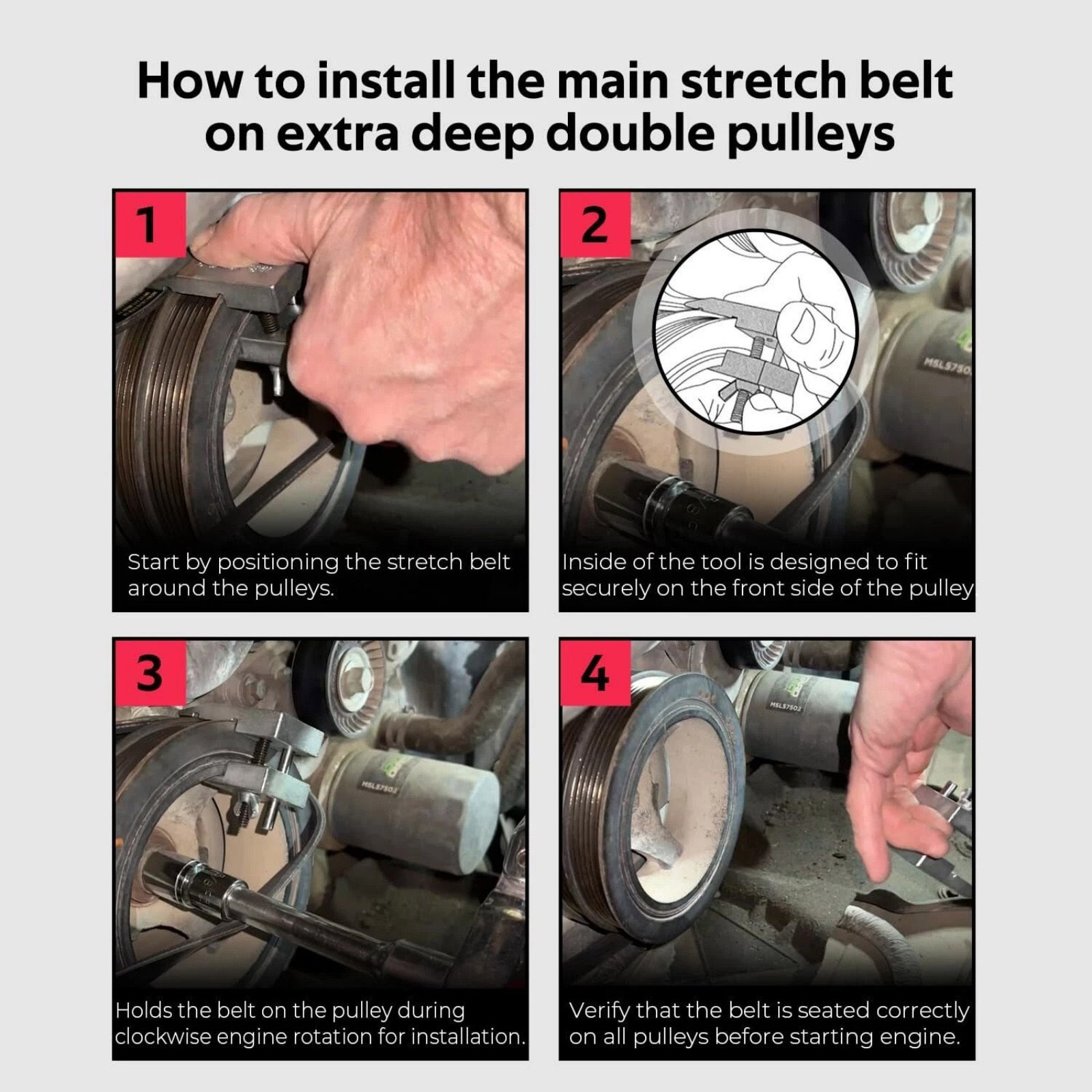59350 Stretch Belt Installer Professional for Extra-Deep Pulleys, Ford 3.5L 3.7L