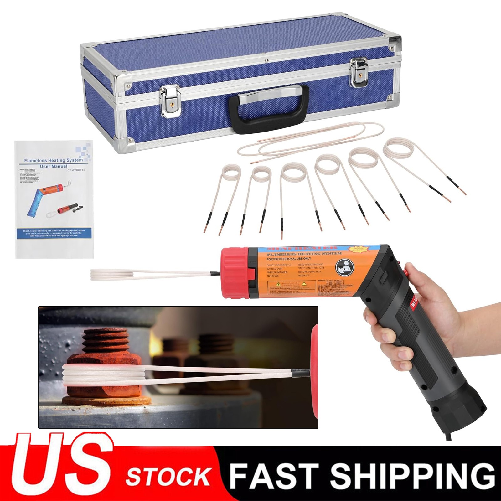 1100W Magnetic Induction Heater Kit for Automotive Portable Rusty Bolt Buster US