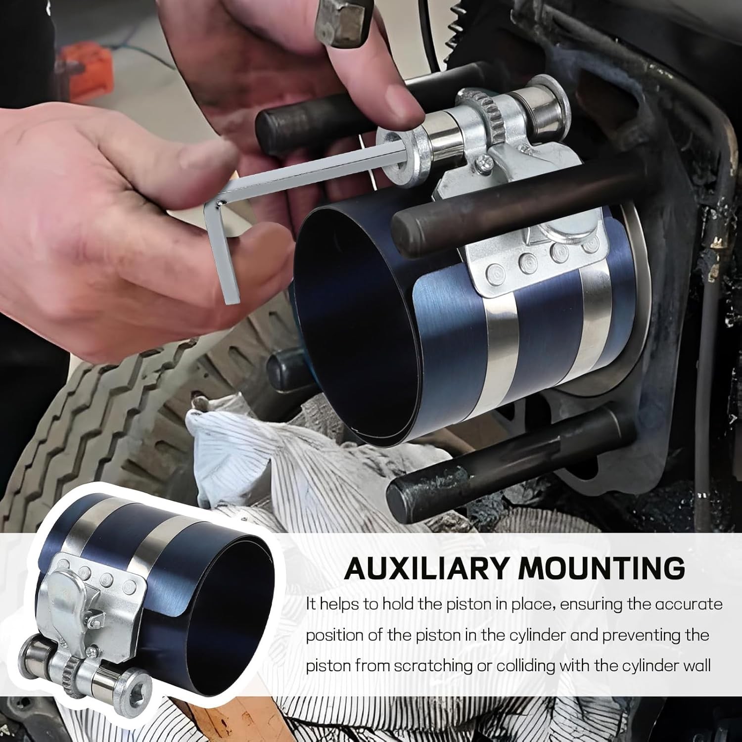 Car Engine Piston Ring Installer Removal Kit, Compressor with…