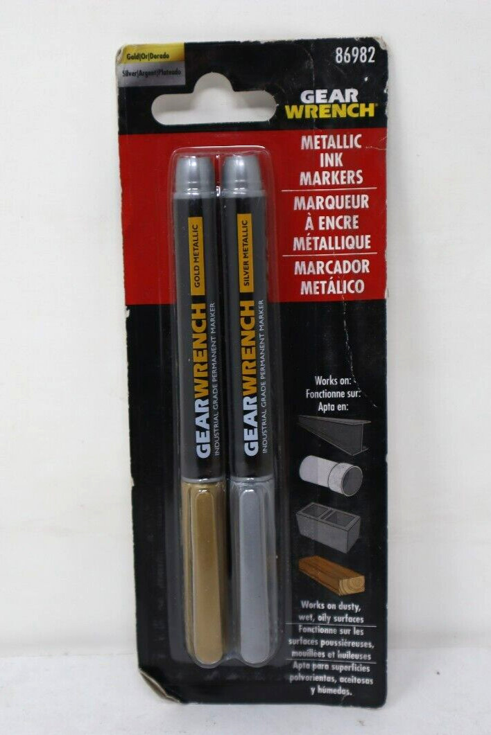 GearWrench Marker 2 Piece Gold & Silver Fine Point Metallic Ink Markers