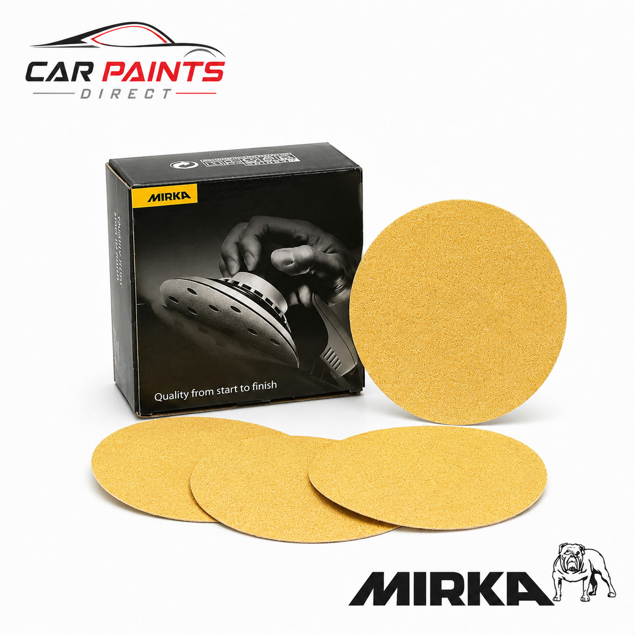 50 Mirka Gold 3″ 77mm Sanding Discs P240 Grit (Velcr No Holes)