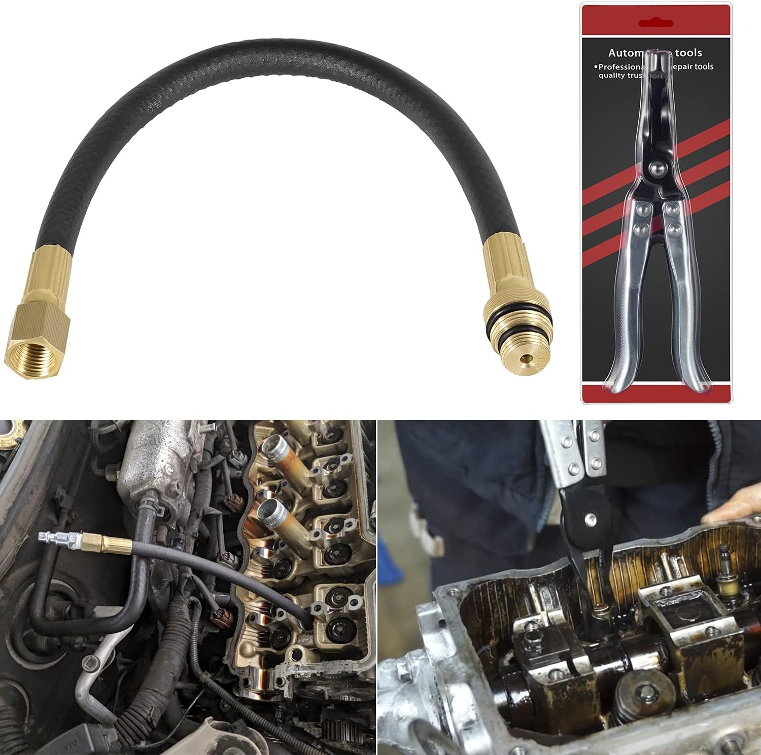 19700 Air Operated Valve Holder + HW0107 Valve Stem Seal Pliers Remover Tool Set