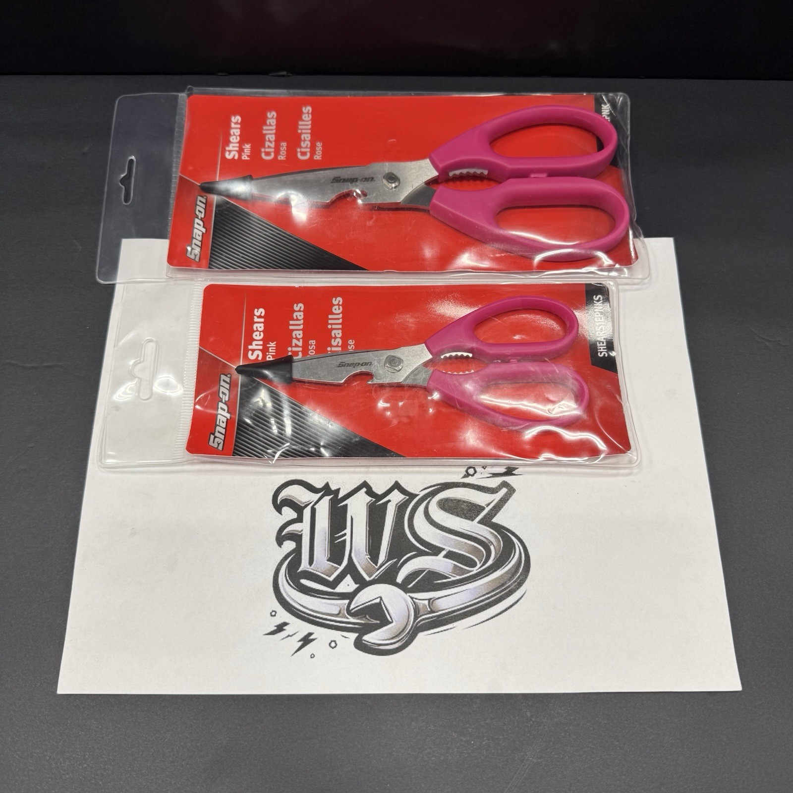 Snap-on Tools CRKT NEW 2pc ELECTRIC PINK Large & Small Shears SHEARS1EPNK