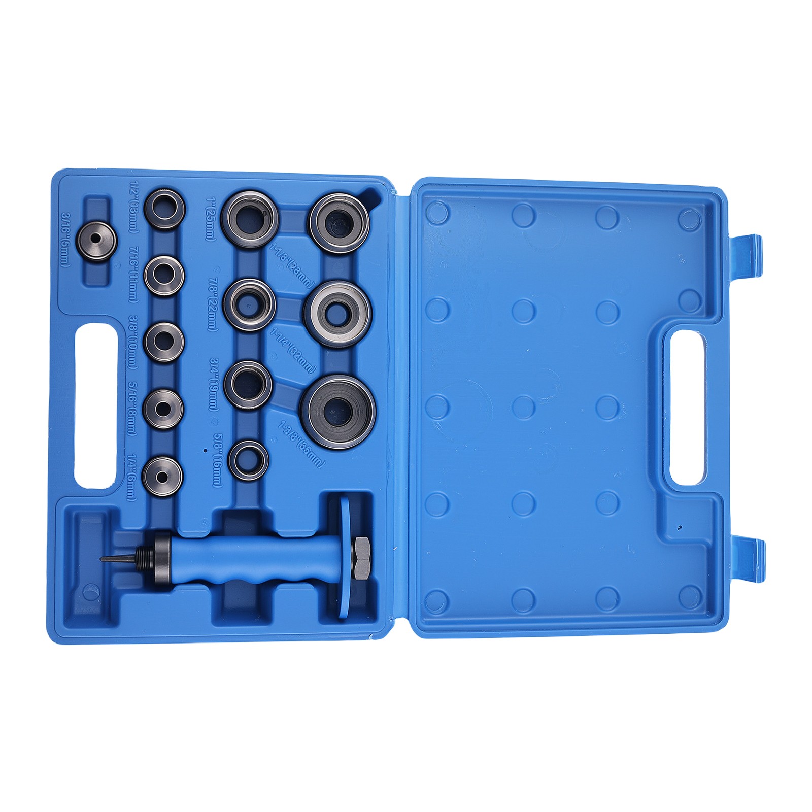 14X Hollow Punch Tool Set for Leather Craft 5-35mm w/ Spring Handle Storage Case