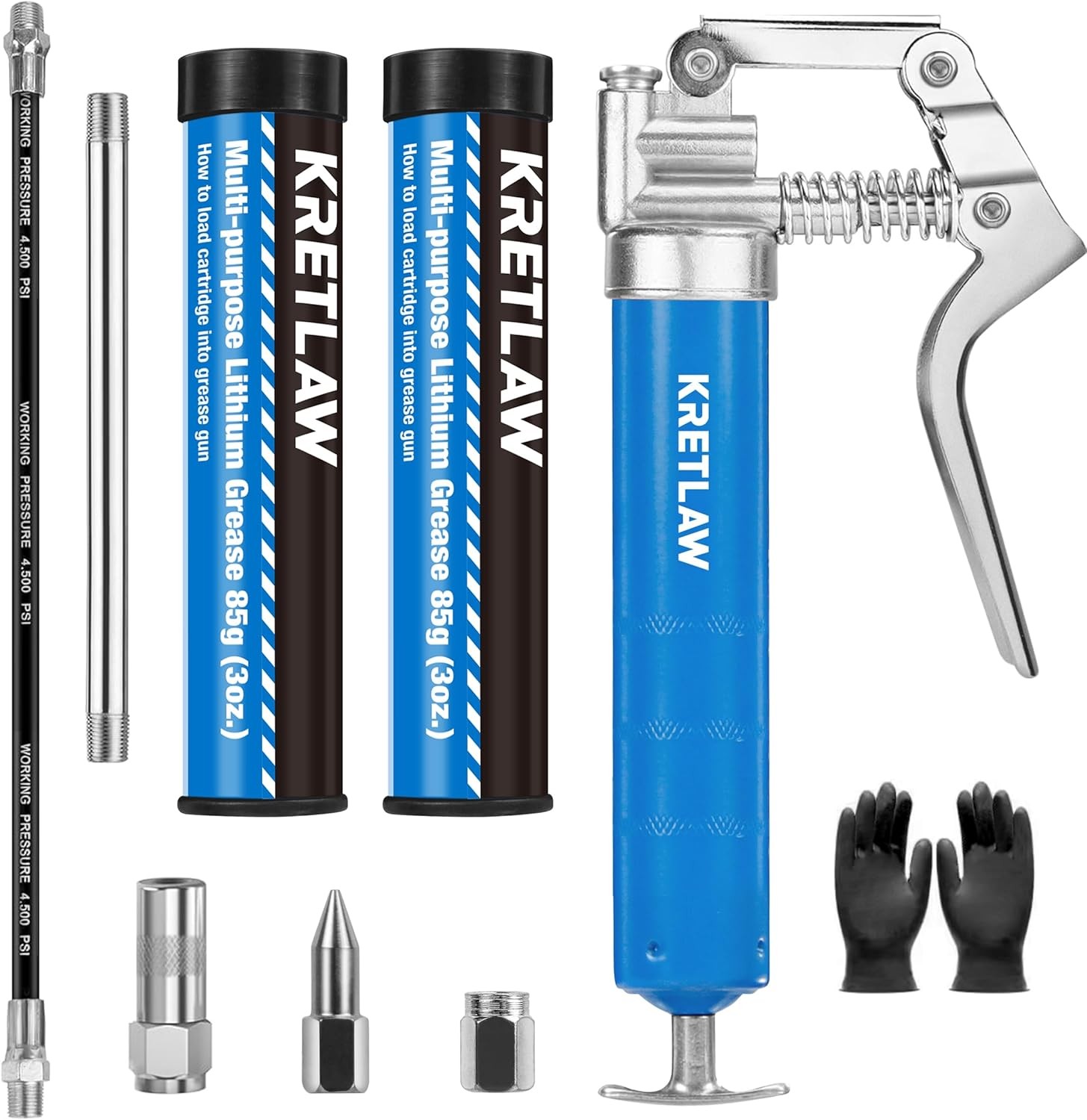 Mini Grease Gun (3000PSI) with Double 3oz Cartridge and 12” Flex…
