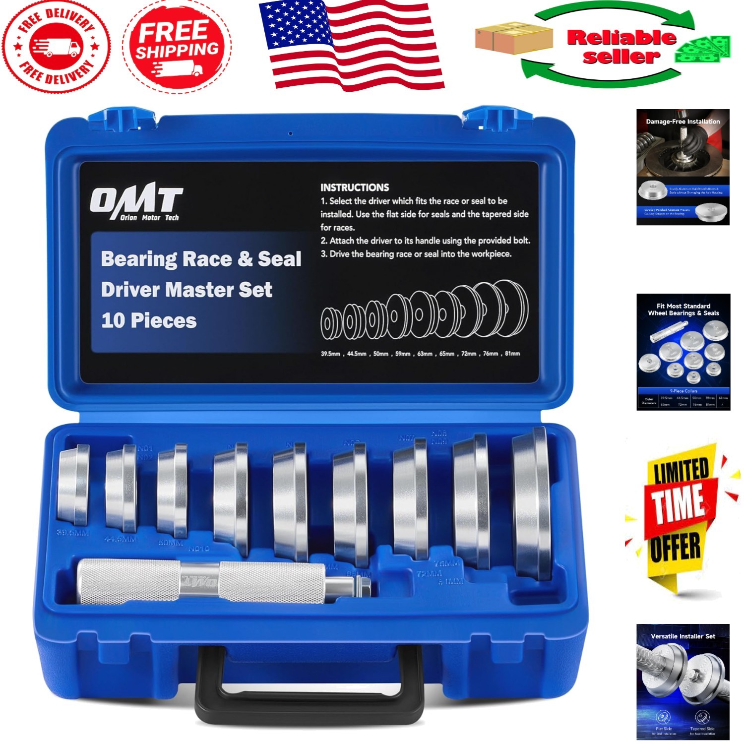Professional-Grade Bearing Press Kit | 10-Pc Set with Corrosion Resistant Design