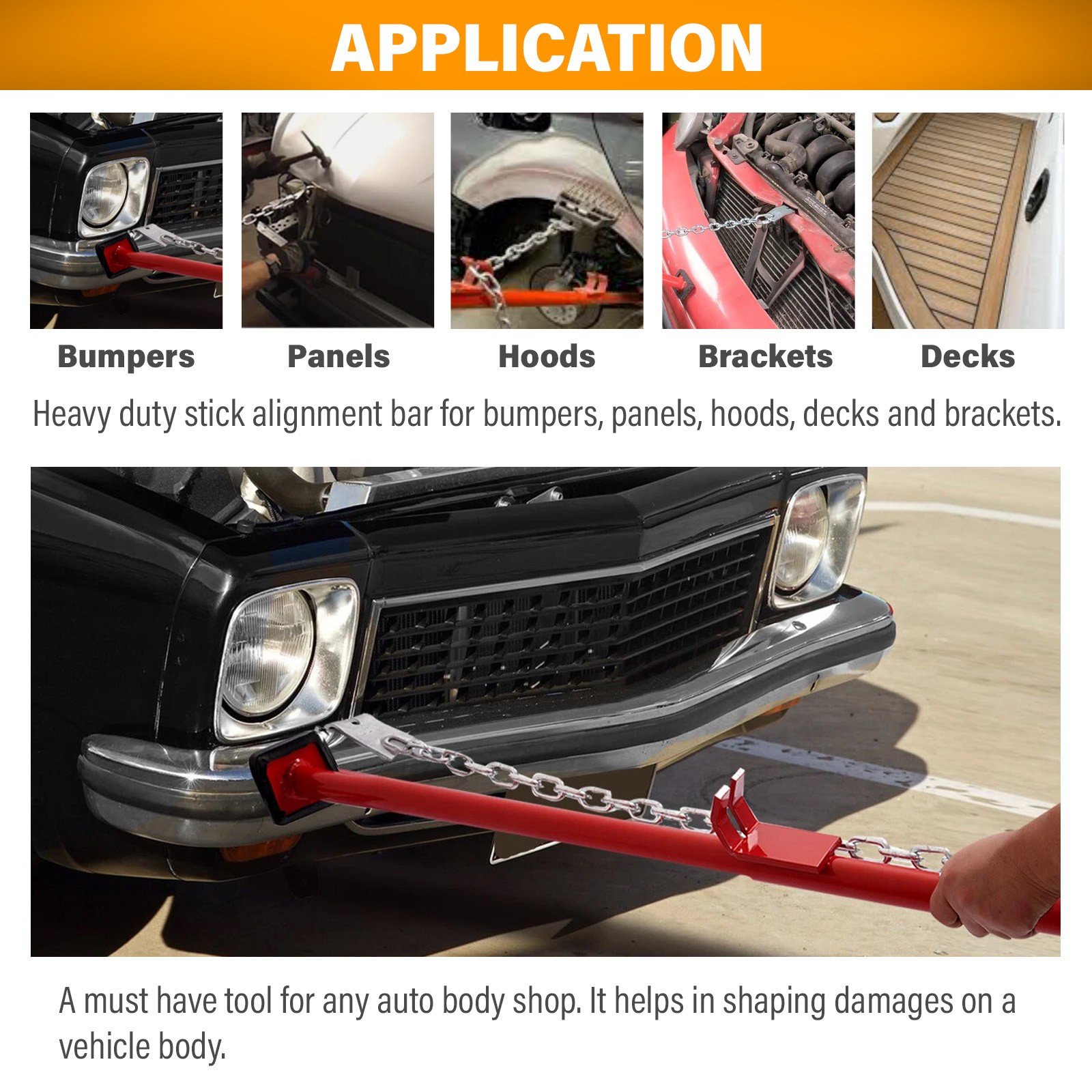 Universal Car Alignment Tool Panel Bumper Jack Repair Bar Pulling Stick Body Kit