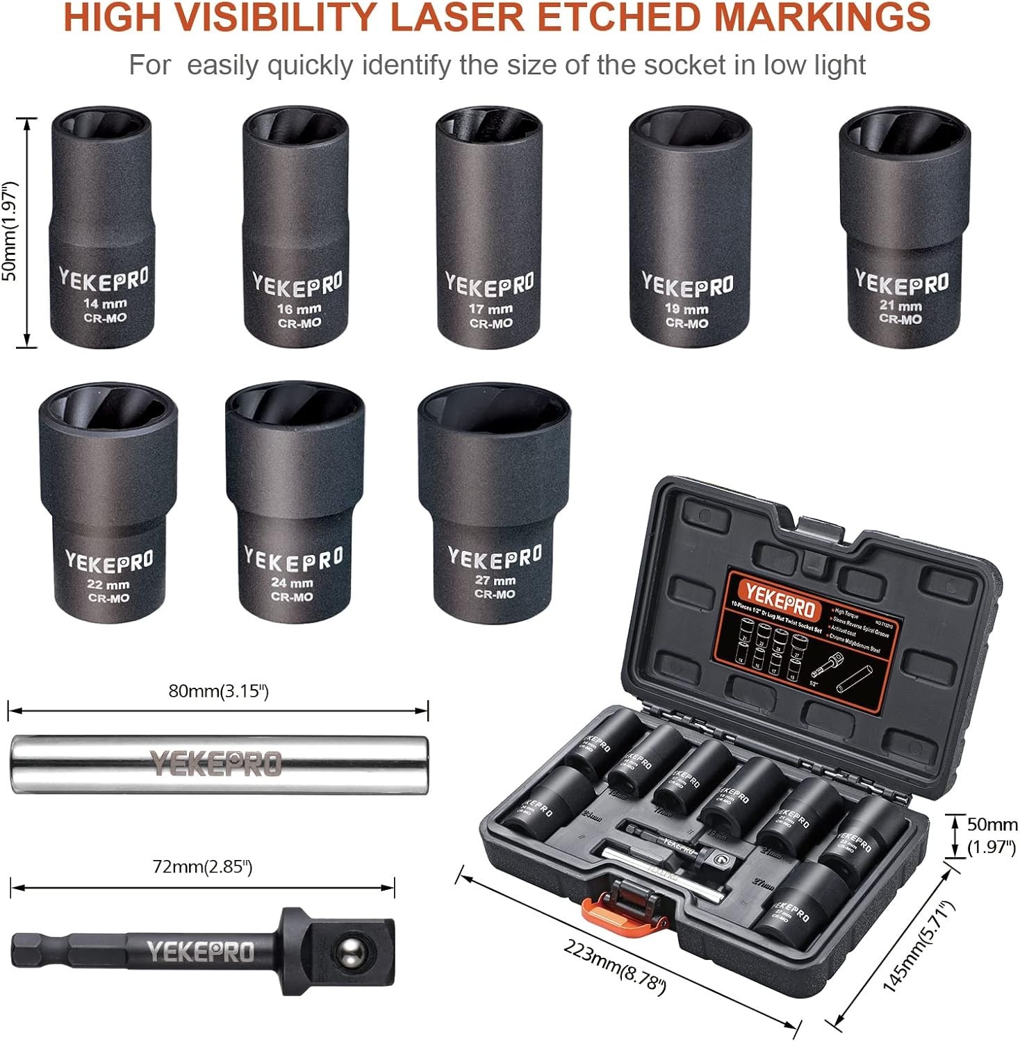 Versatile 10-Piece Twist Socket Set for Automotive Repairs | Rustproof & Durable