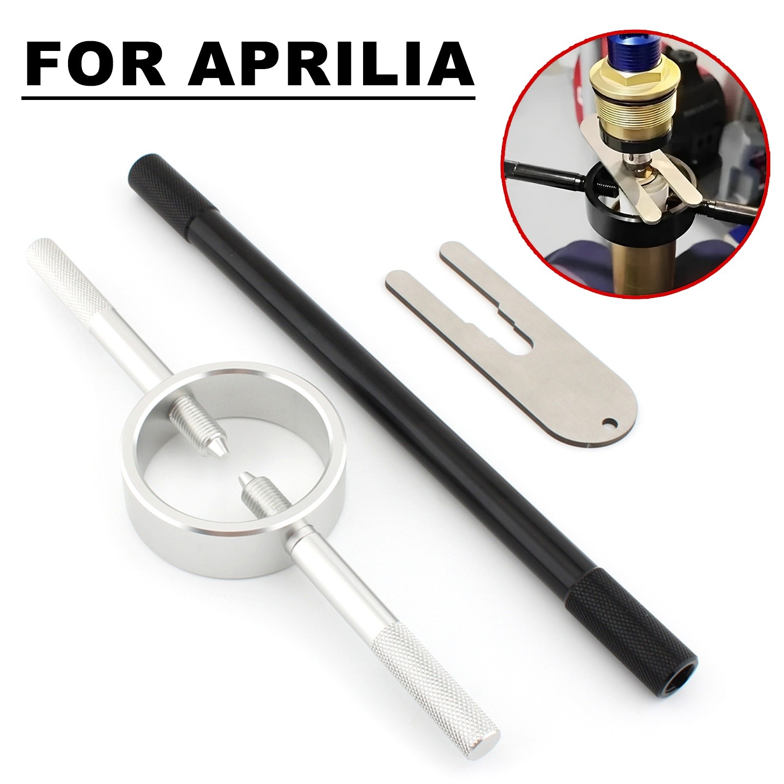 1Set FOR Universal Motorcycle Fork Spring Compressor Tool Aluminum Black+Silver