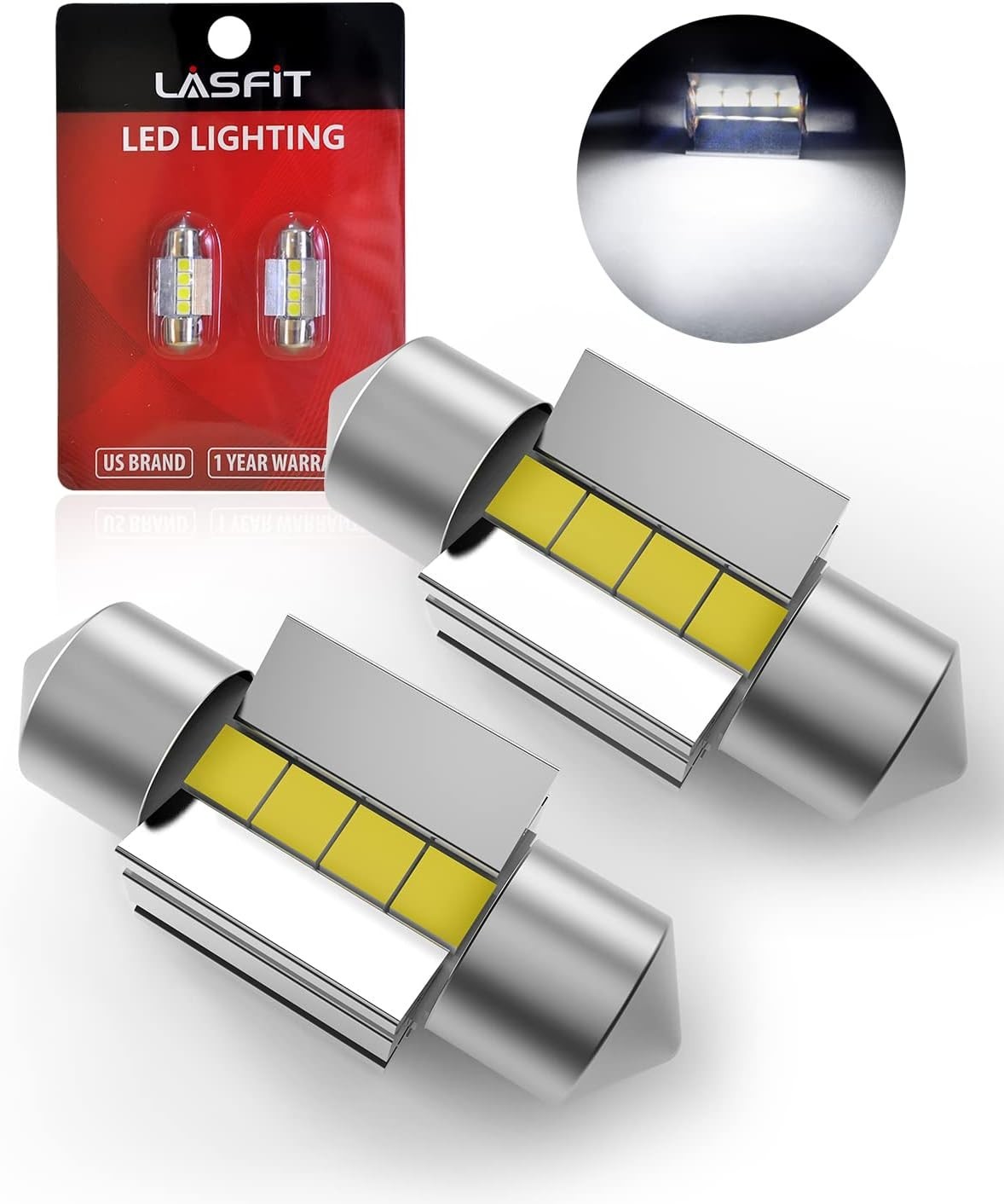 LASFIT 31mm LED bulb Festoon 30MM DE3175 DE3021 6428 DE3022 Error 1 pair