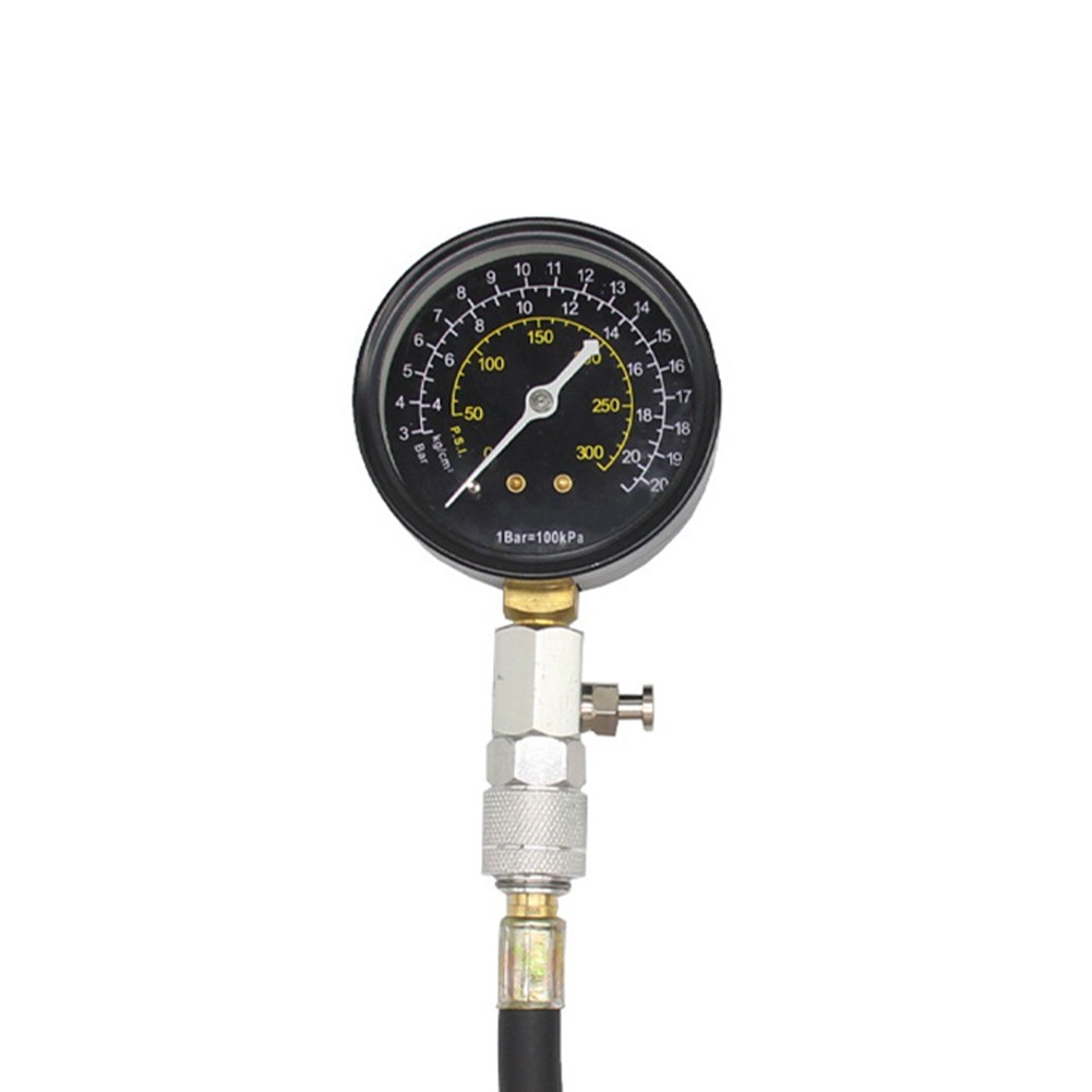 Engine Compression Test Kit with 0-300 PSI Gauge Metal Plastic Construction