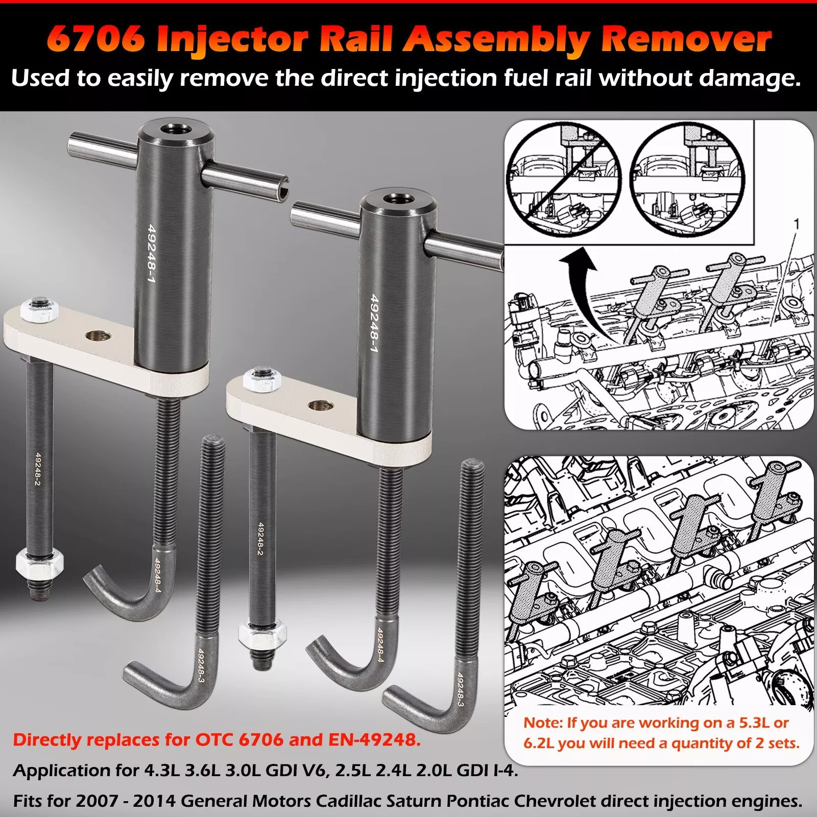 for GM Engines 6706 Injector Rail Assembly Remover,6708 Retaining Clip EN-49245
