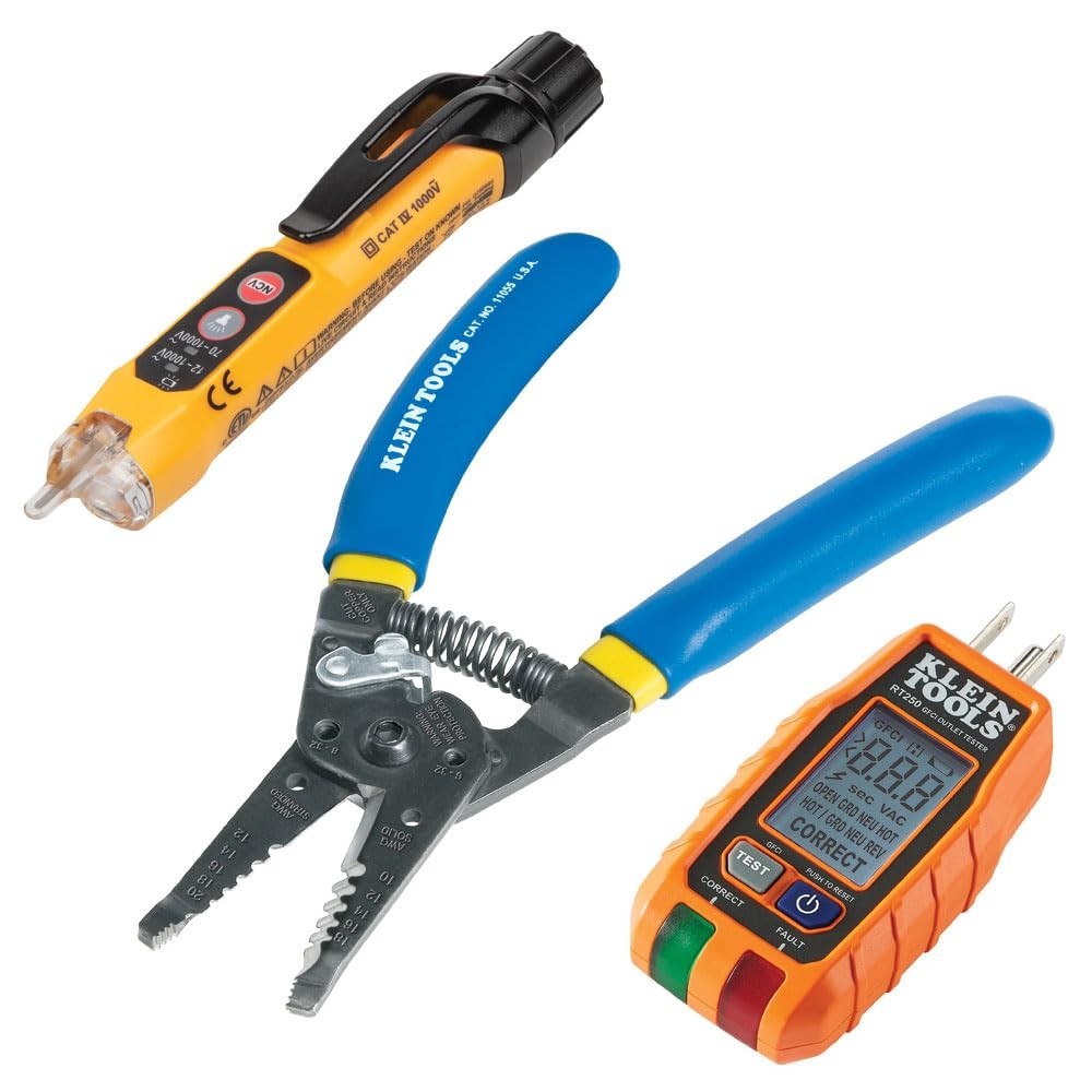 Compact GFCI & Voltage Tester with Wire Stripper: Essential 3-Piece Tool Kit