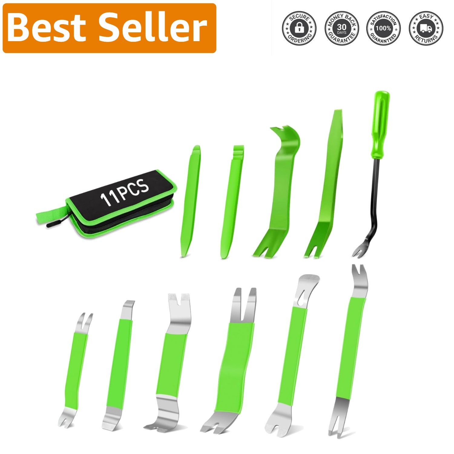 Ergonomic 11-PC Automotive Trim Tool Set for Easy Fastener Removal & Repairs