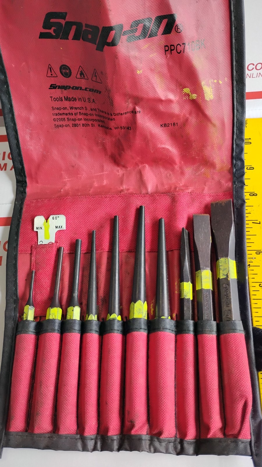 Snap-On Punch and Chisel Set 11pc – PPC710BK AIRCRAFT AUTOMOTIVE MARINE USA