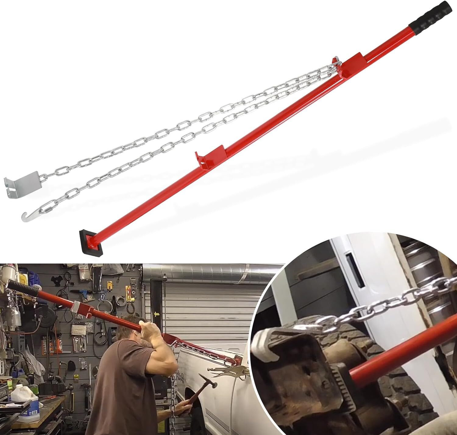 Premium Auto Body Alignment Bar 77175 1-1/4″ Diameter with Chain for Bumpers