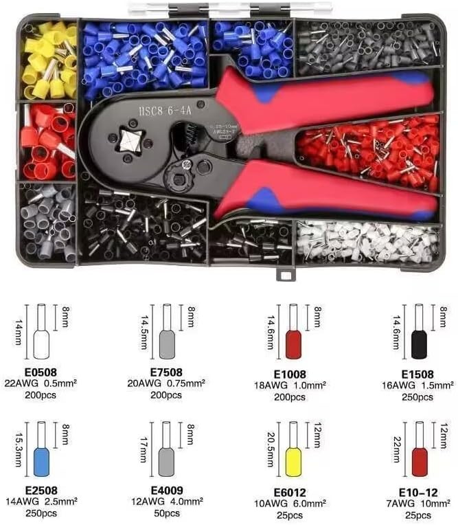Crimping Pliers: Ferrule Crimping Tool With 1200pcs Terminal Wire Crimper Pliers
