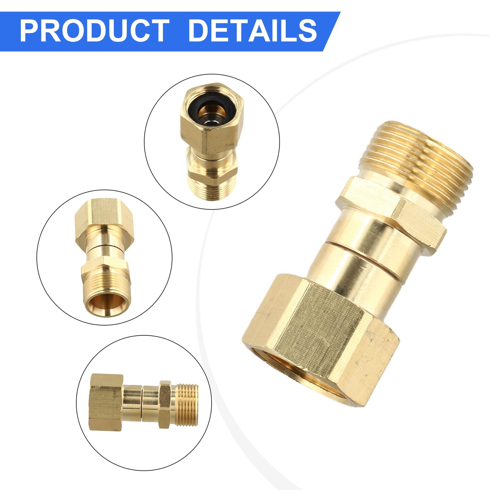 1Pc Copper Swivel Fitting Pressure Washers – M22 15mm swivel joint accessories
