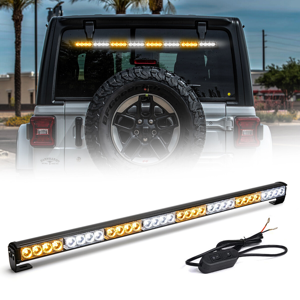 36″ LED Emergency Strobe Light Bar Hazard Warning Traffic Advisor Hardwired