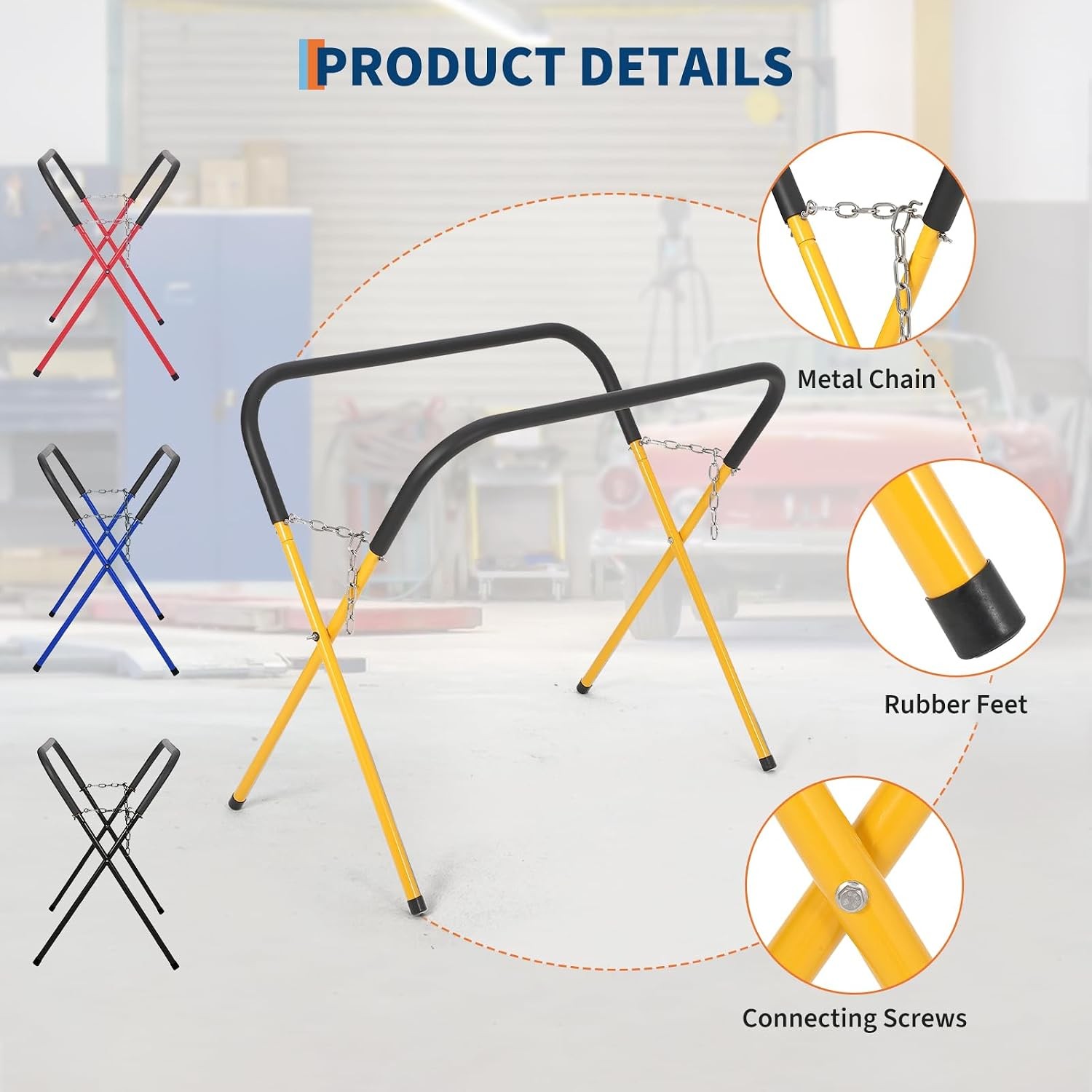 1/2/3/4 Pack Portable Work Stand Foldable 500 lbs Auto Body Repair Stands Black
