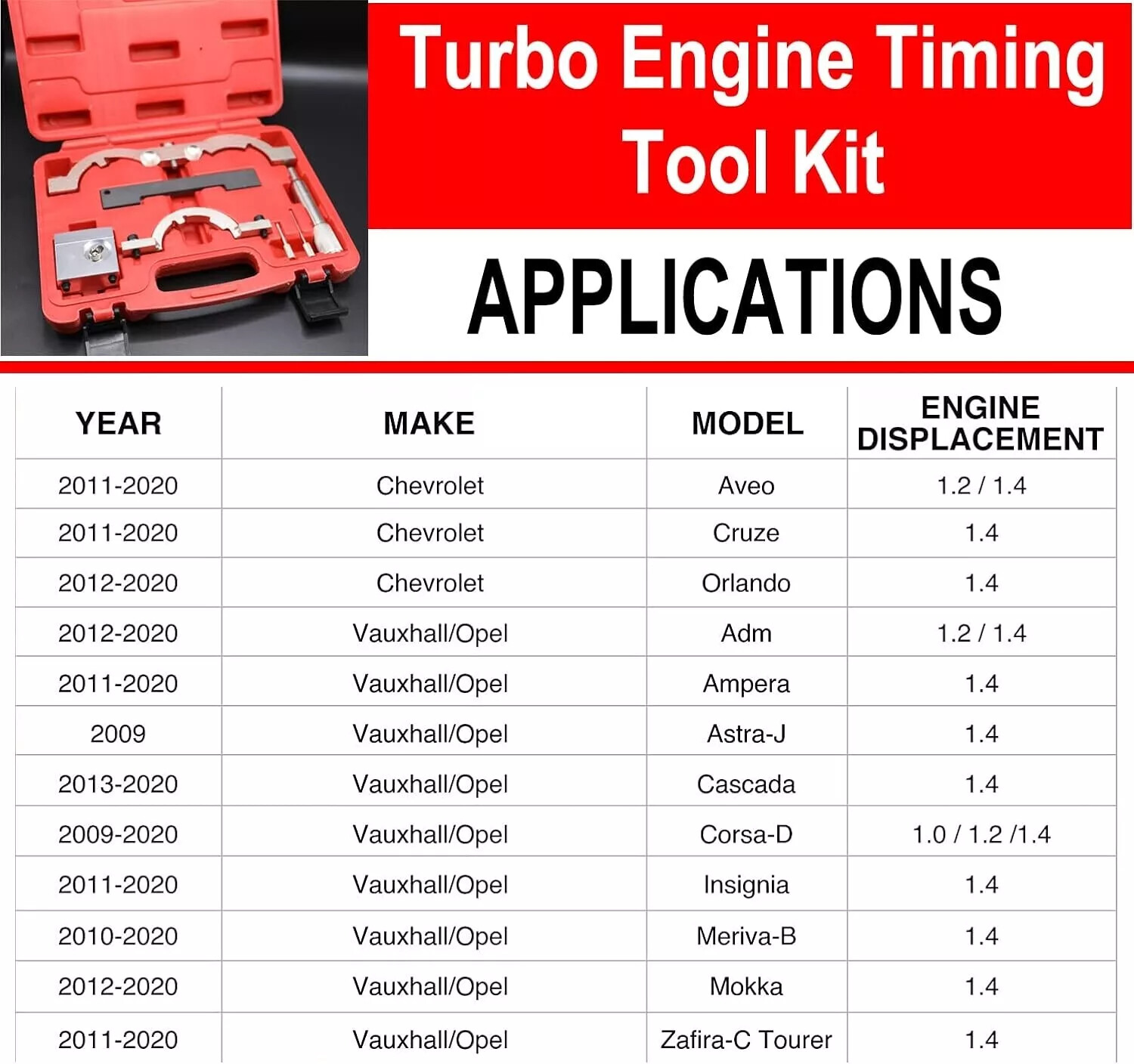 Head Gasket Bolts + Timing Chain Tool Kit For Buick Encore Chevrolet Trax 1.4T