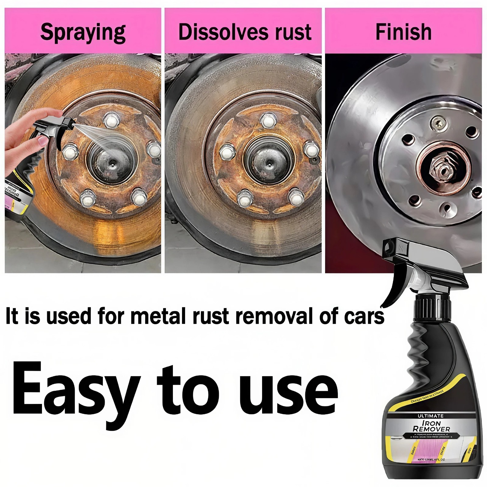 Rust Remover Revitalizing Spray for Car Wheels & Metal Surfaces Strong