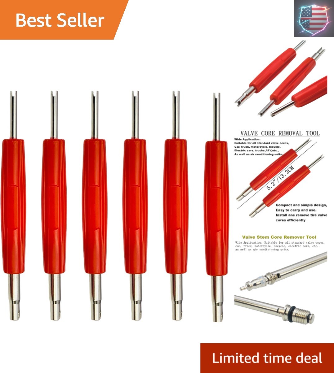 6Pcs R134A R12 A/C HVAC Valve Core Removal Tool Set，Dual Heads Valve Core Rem…