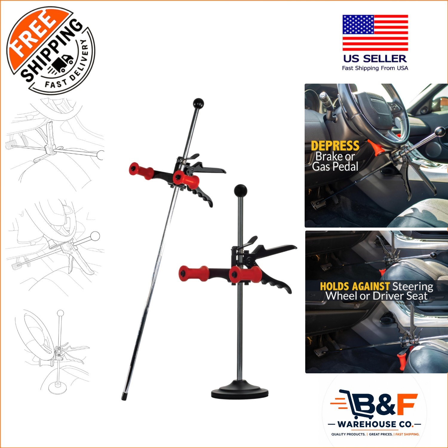 Upgraded Steering Wheel Holder and Brake Pedal Depressor Kit for DIY Maintenance