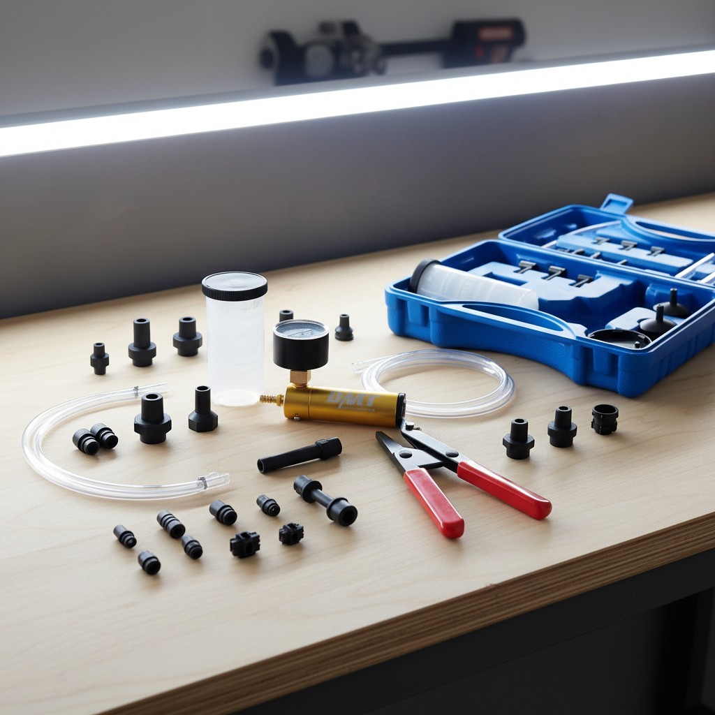 Brake Bleeding Kit with Hand Vacuum Pump and Pressure Gauge for Fluid Testing