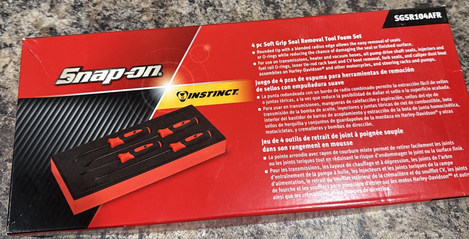 Snap-on Tools 4pc RED Seal Removal Tool PRO-FI Foam Organizer Set SGSR104AFR New