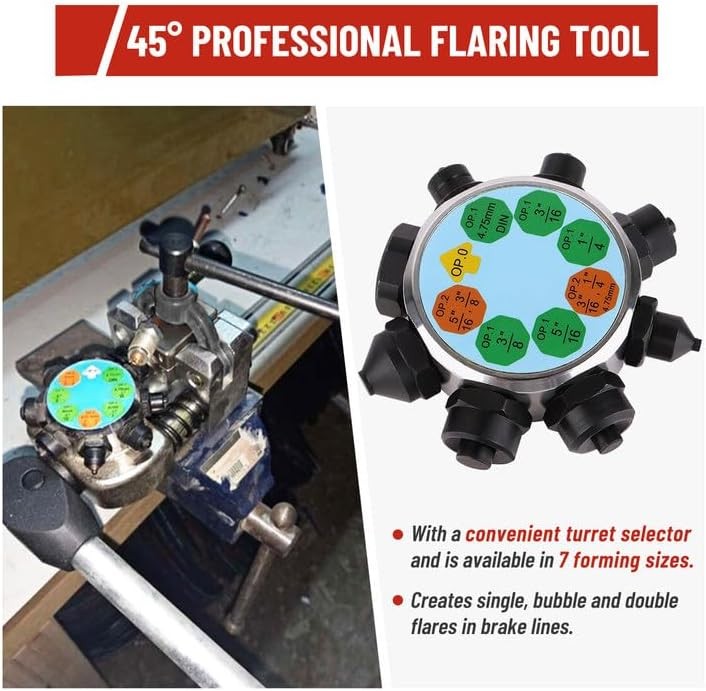 1 PACK 45° Brake Line Flaring Tool Repair Kit for 3/16″, 1/4″, 5/16″, 3/8″ Tube