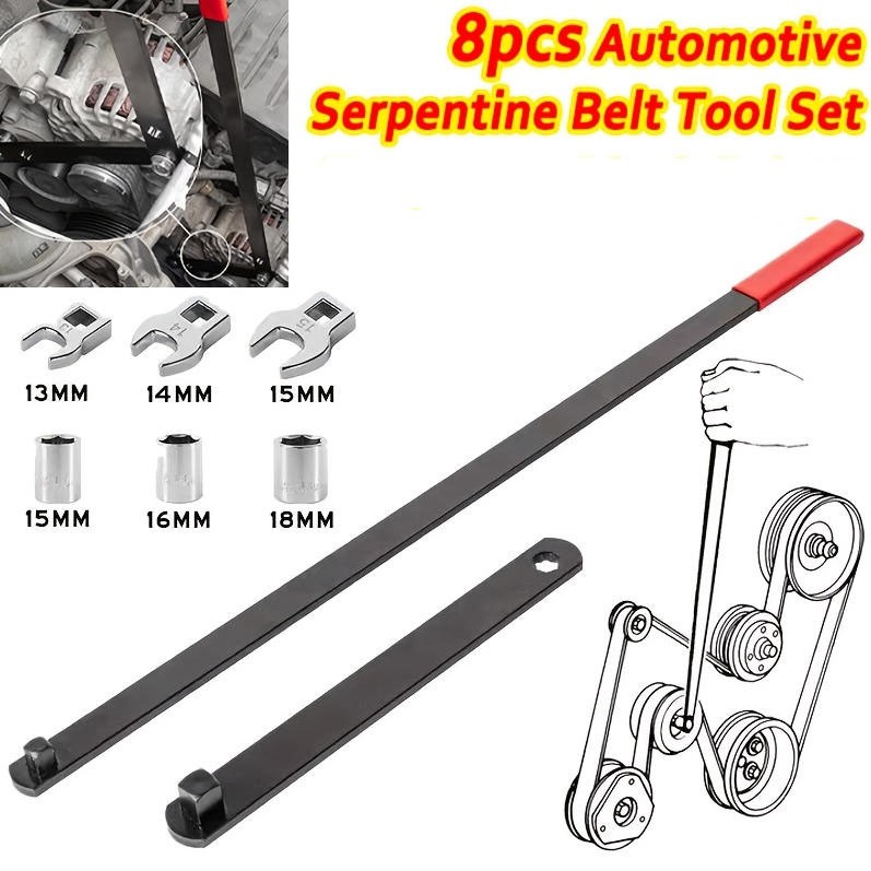 Serpentine Belt Tool Kit,Universal 3/8″ 1/2″ Drive Serpentine Belt Adjust Tighte