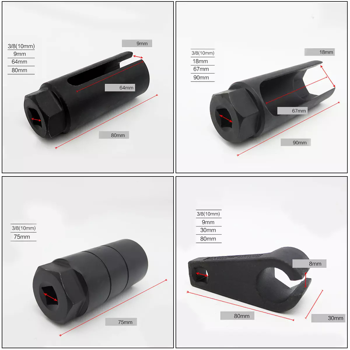 7PC O2 Oxygen Sensor Socket Thread Chaser O2 Sensor Wrench Removal Tool