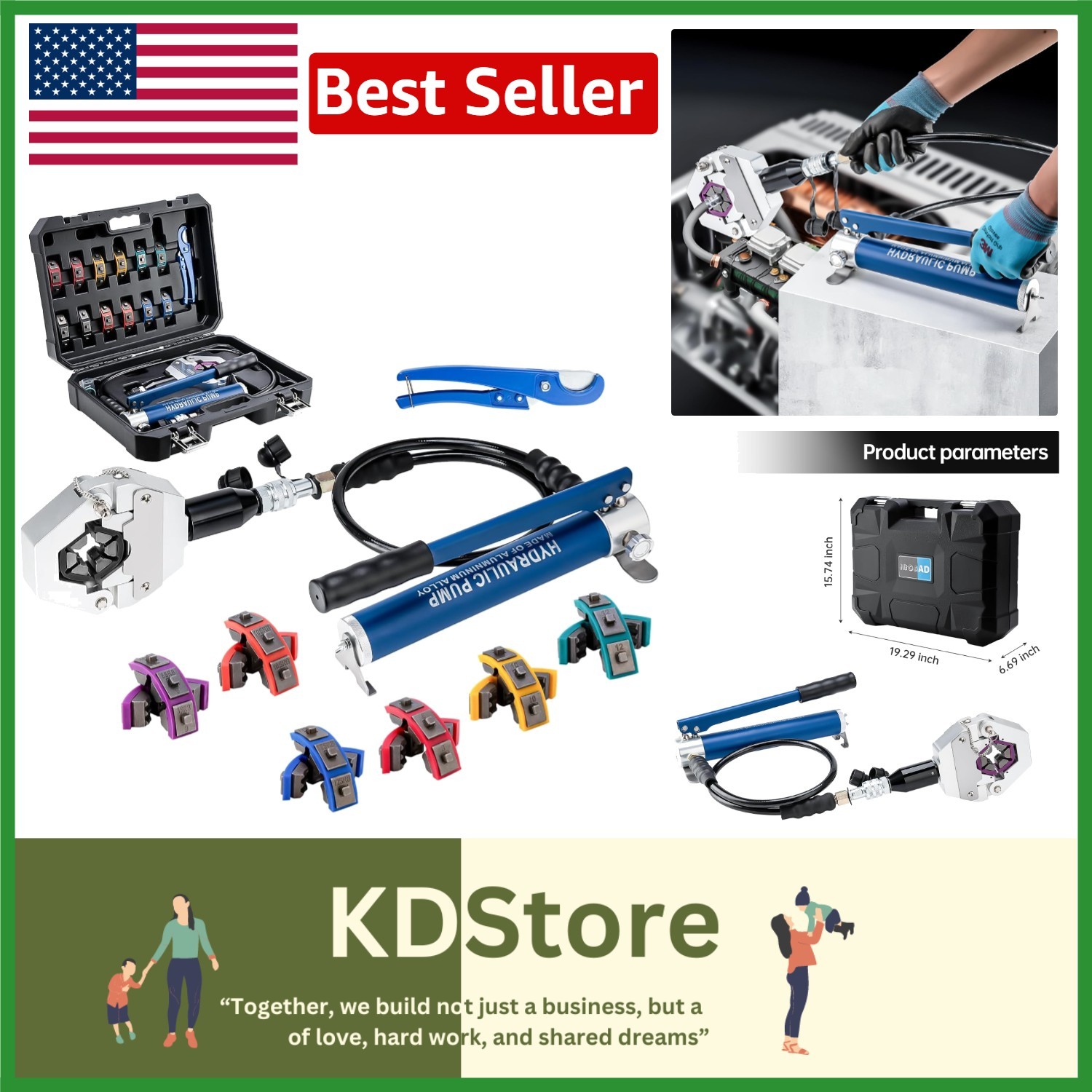 Hydraulic Hose Crimper Kit with Manual Pump for Efficient A/C Repairs – 71500