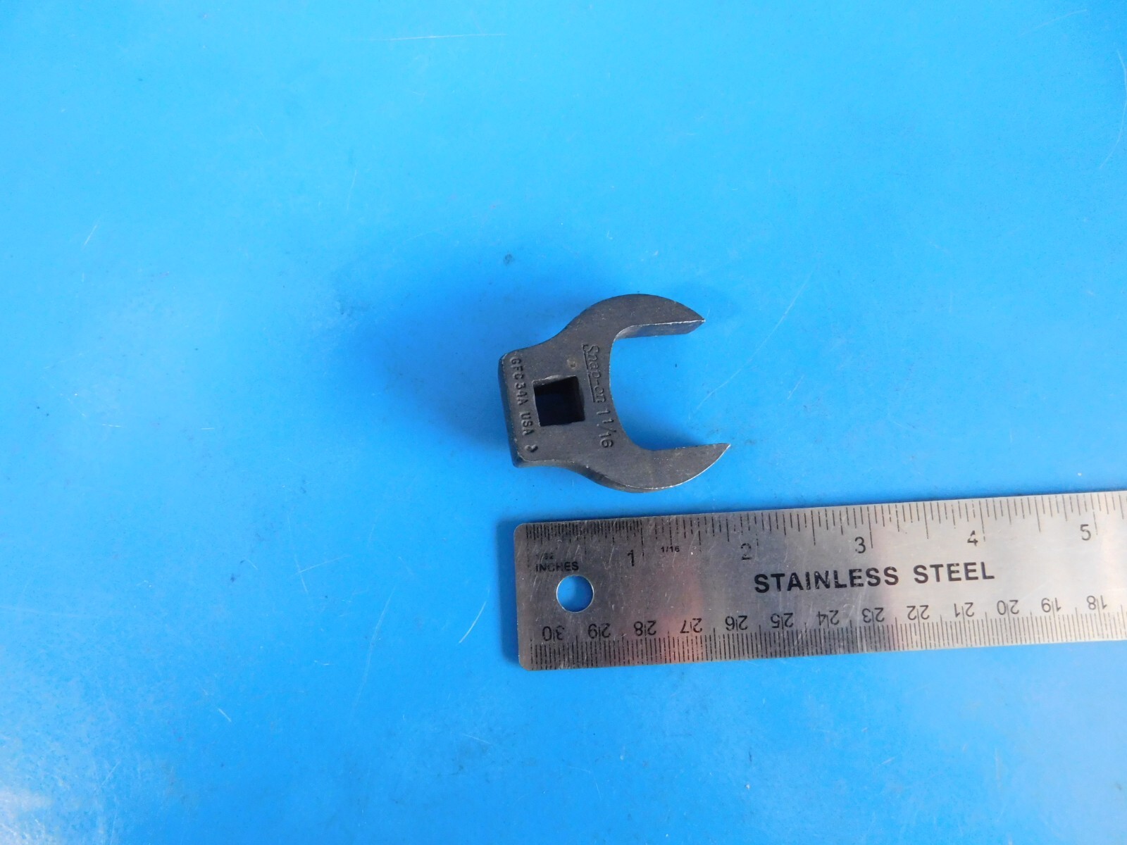 USED, SNAP ON TOOLS ” 1-1/16 IN.”BLACK IND. FINISH OPEN END 3/8 DR. CROWSFOOT