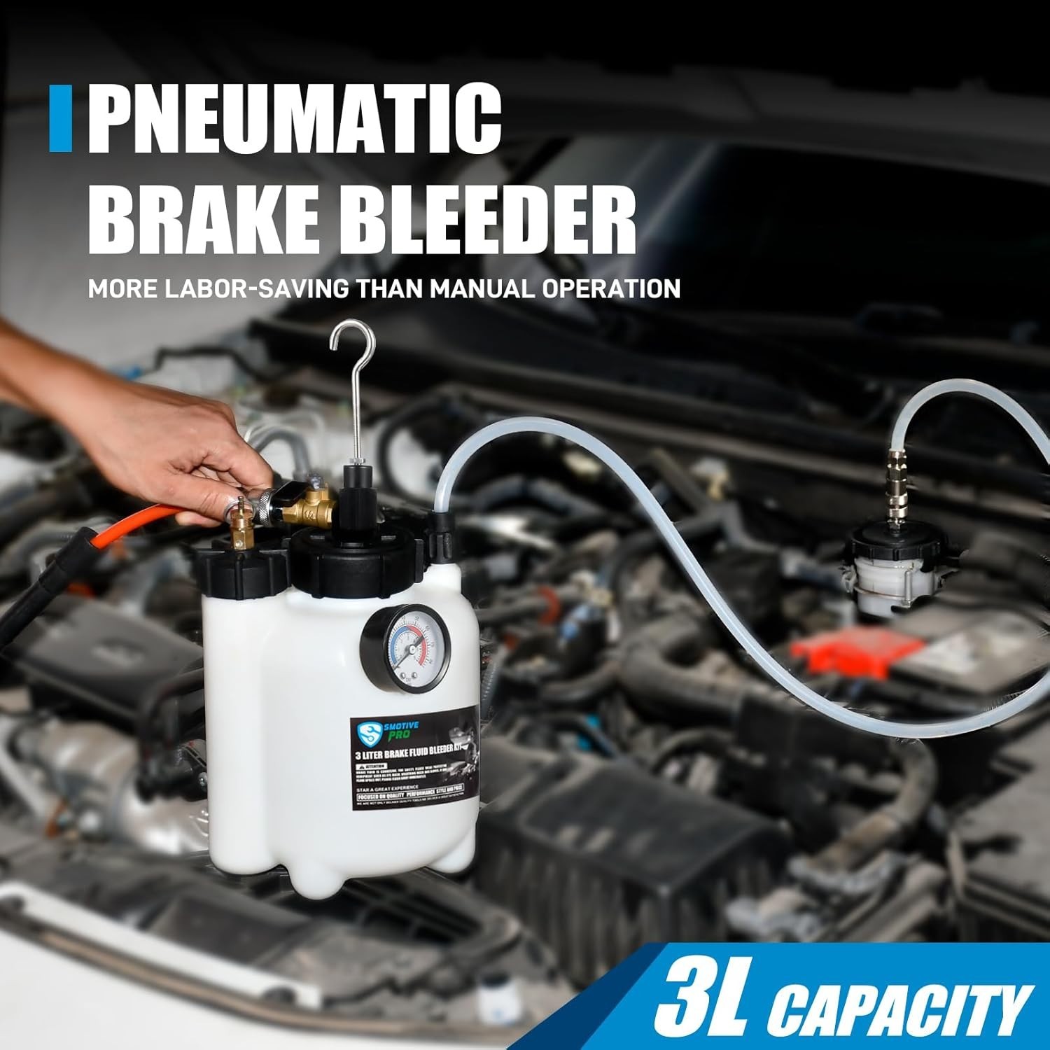 3L Pneumatic Brake Bleeder Kit Compatible With Most Vehicles