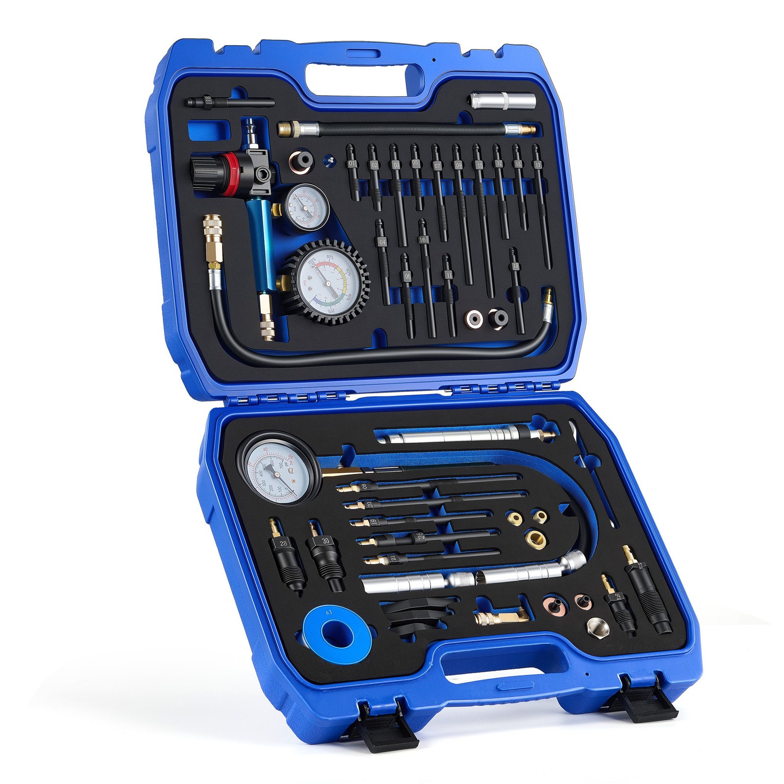 OMT 51PCS Petrol Diesel Engine Compression Tester Leak Down Diagnostic Tool Kit