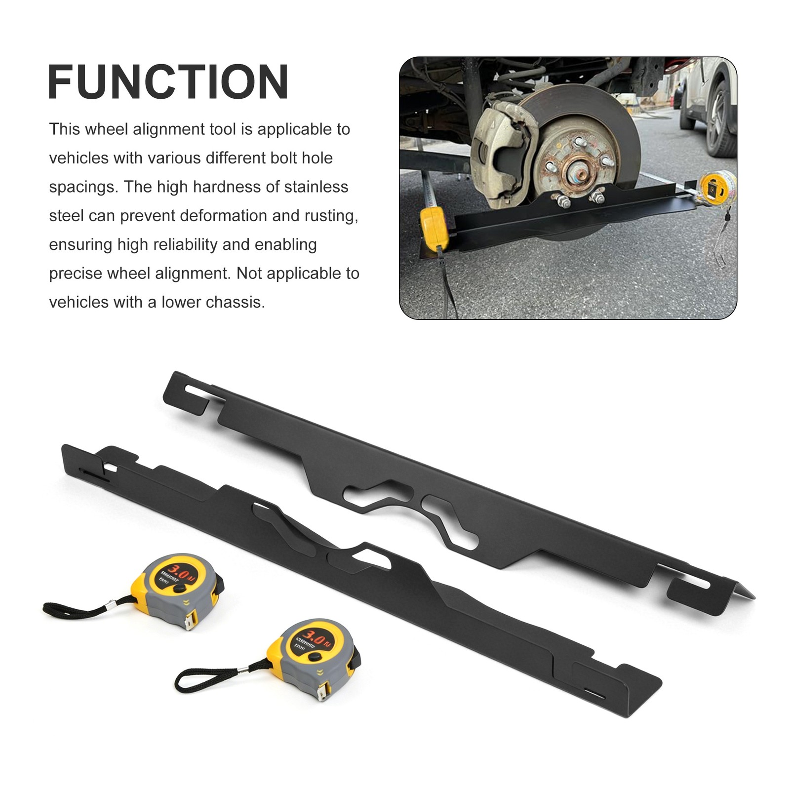 2pcs Wheel Alignment Tool Plate Toe Alignment Plates Hanging Holes Tape Measures