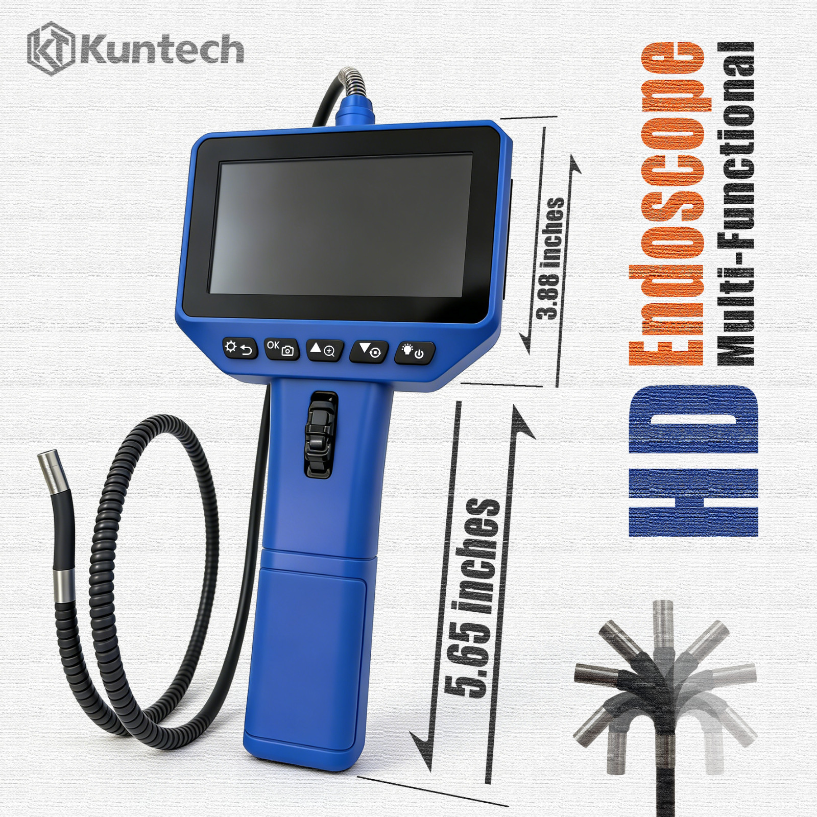 Two-Way 210° Articulating Inspection Borescope 6.2mm Endoscope Camera With Light
