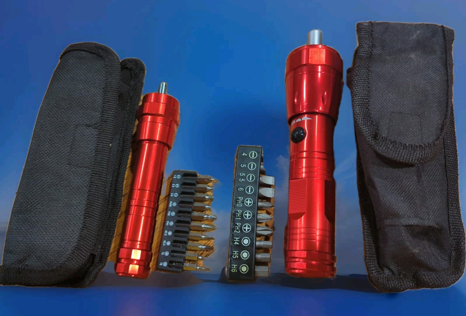Two Skil Branded Flashlight Screwdriver Tools With Inserts Cases No Batteries