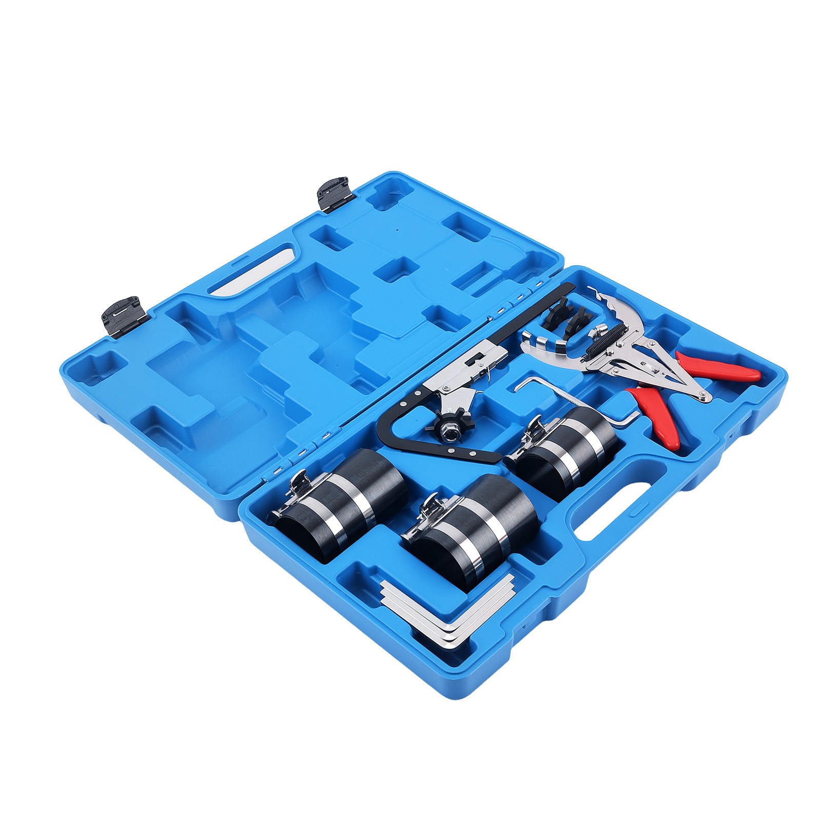 Engine Piston Ring Service Tool Kit 11 Pieces Steel Compressor 53-175mm Set