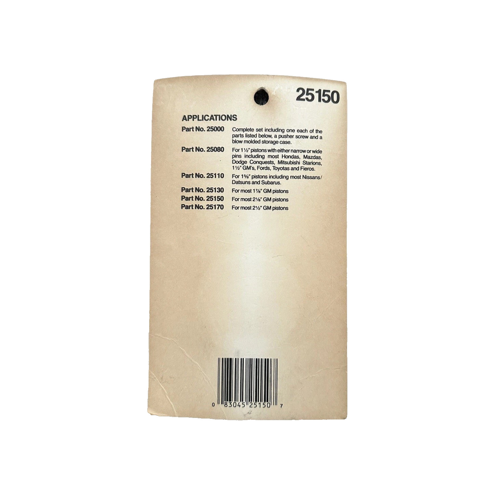 2-1/8″ Adapter – Lisle Tool Corporation Prt# 25150 For GM Disc Brake Pistons