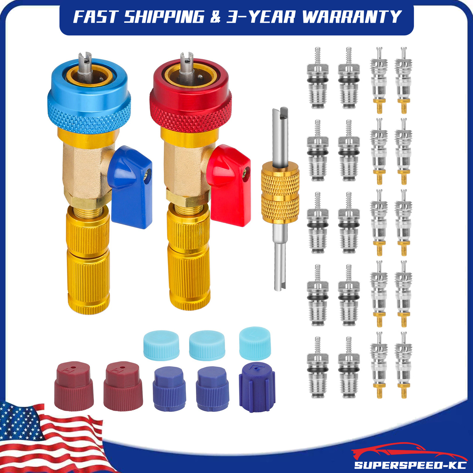 Premium Car A/C R134A System Valve Core Remover Installer Tool High Low Pressure