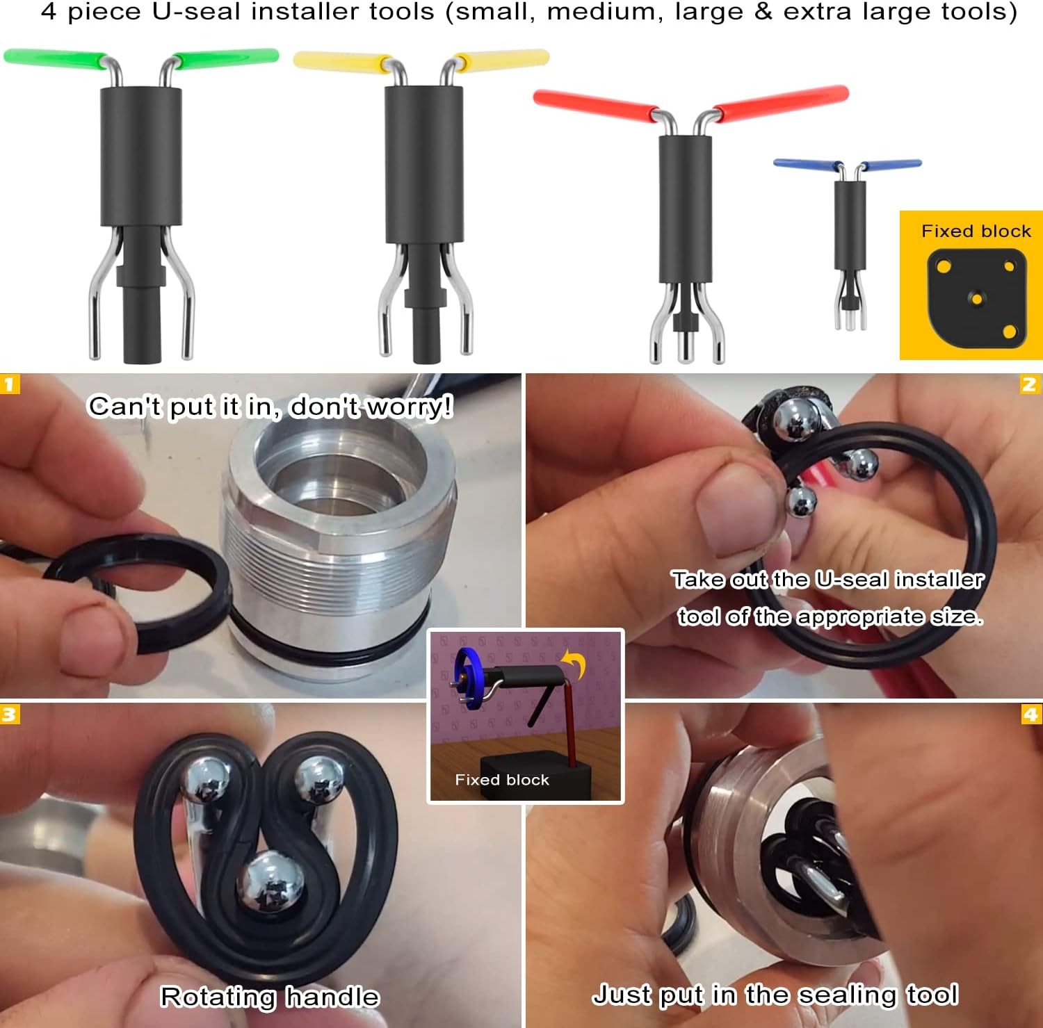 Hydraulic Seal Installation Tool Set Rod Seal Packing Install Kit UCup Twistor