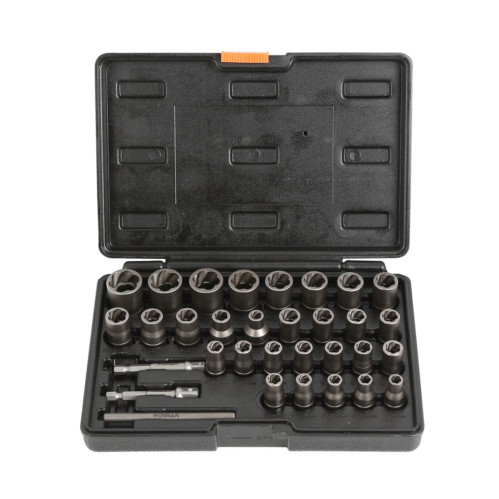 32pc 1/4″ & 3/8″ Square Drive Bolt Extractor Set, Impact Bolt & Nut Remover Tool